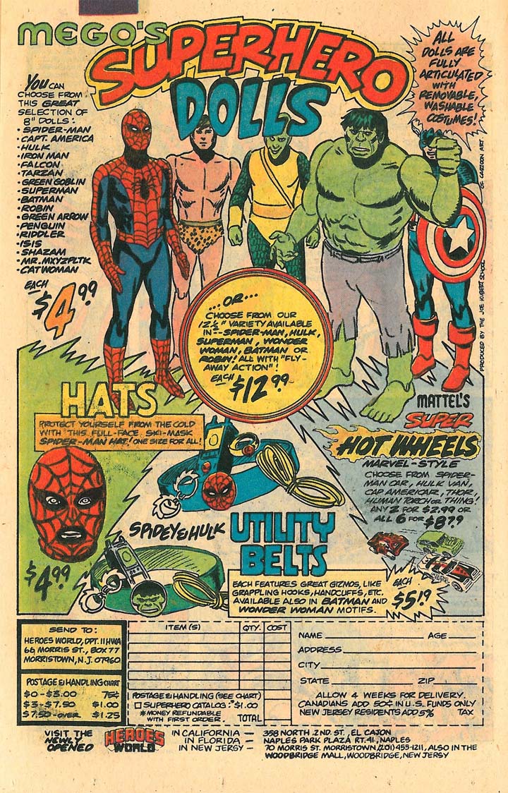 handling comic books, mego advert